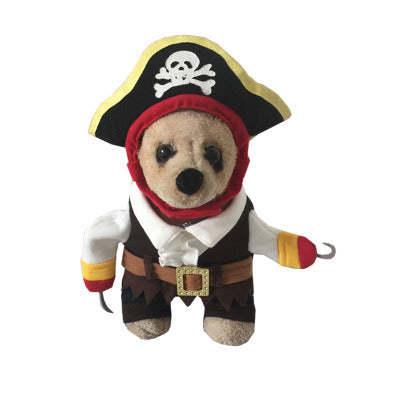 Pirate-themed plush toy with a skull and crossbones hat on a white background