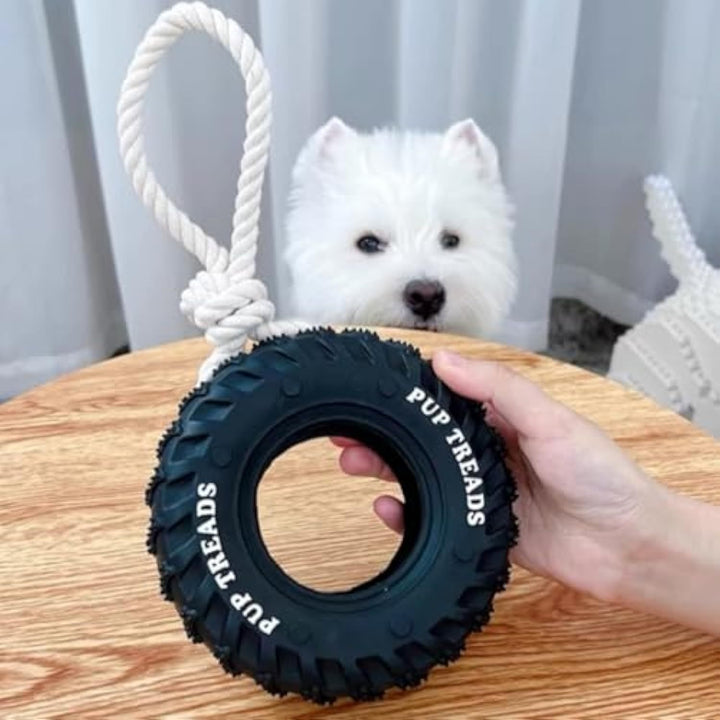 Thick Tire-inspired Durable Dog Chew Toy for Aggressive Chewers – Treat Dispenser
