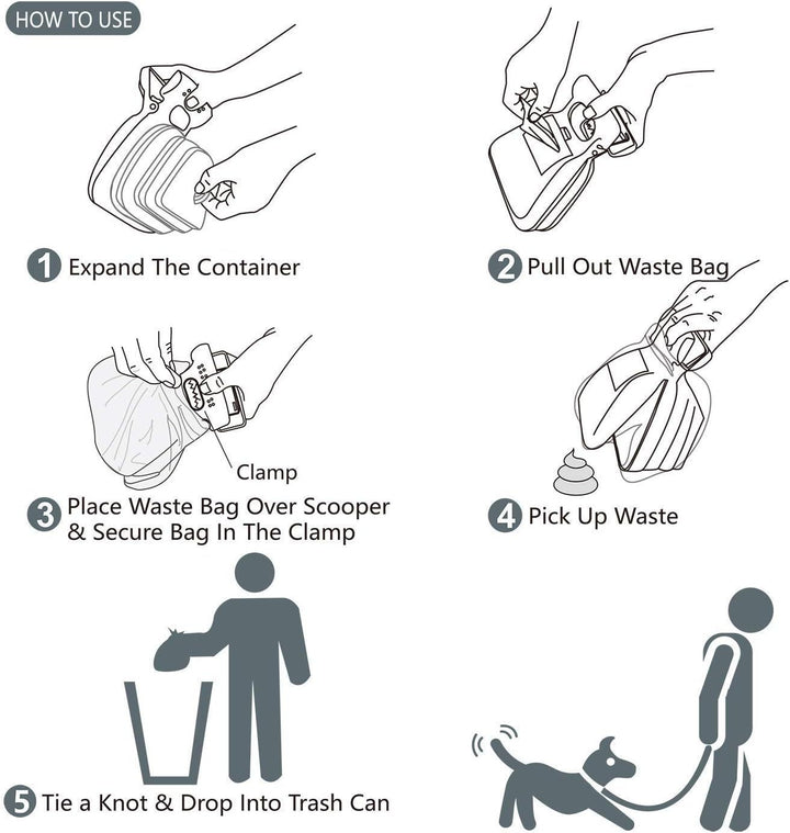 Portable Dog Poop Scooper with Bag Holder - Expandable Clip Type Waste Scooper