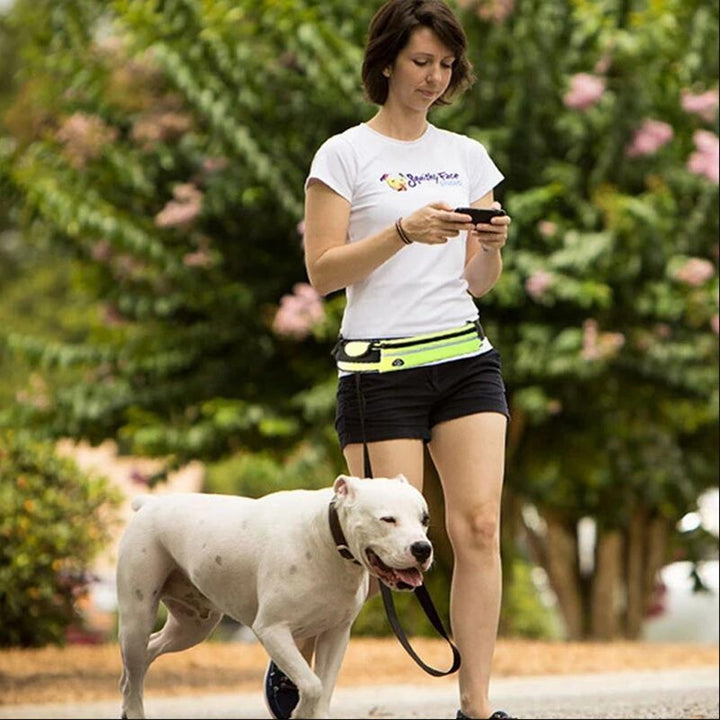 Hands-Free Dog Leash with Belt, Pocket & Bottle Holder