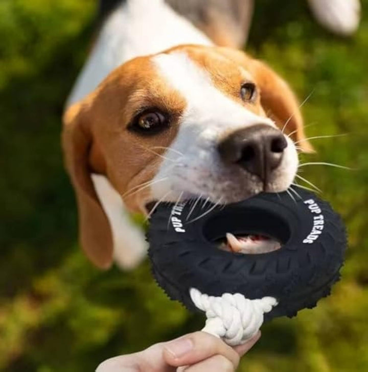 Thick Tire-inspired Durable Dog Chew Toy for Aggressive Chewers – Treat Dispenser
