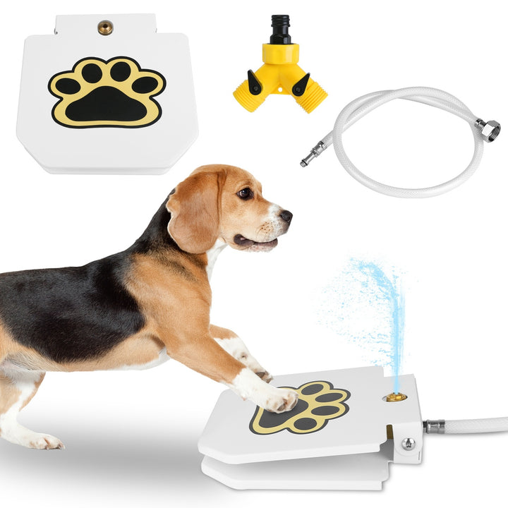 Dog Water Fountain Outdoor Step-On Pet Water Dispenser with Paw Pedal | Self-Activated Drinking Sprinkler for Dogs