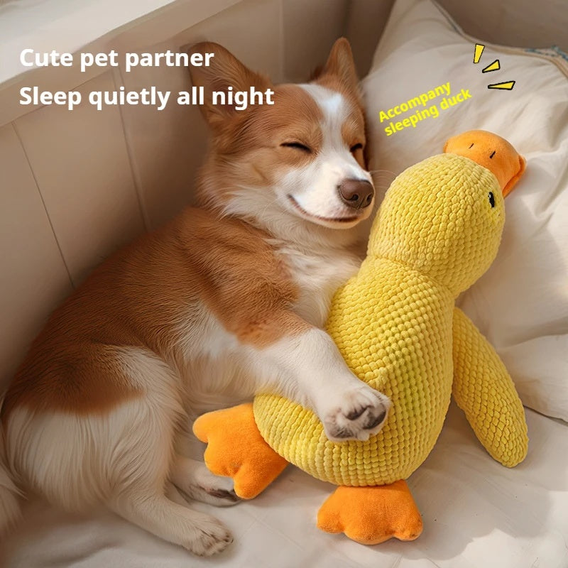 Calming Duck Plush Dog Toy – Squeaky Chew & Pillow