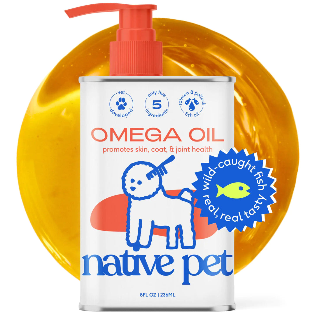 Native Pet Omega 3 Fish Oil for Dogs – Wild Alaskan Salmon Oil with EPA, DHA & Vitamin E – Supports Skin, Coat, Joints & Immunity – 8oz Pump