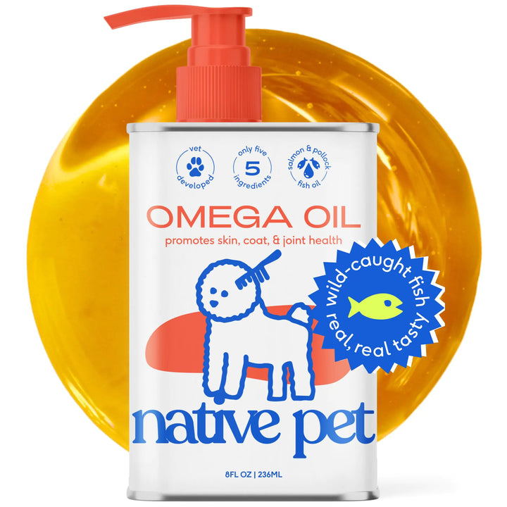 Native Pet Omega 3 Fish Oil for Dogs – Wild Alaskan Salmon Oil with EPA, DHA & Vitamin E – Supports Skin, Coat, Joints & Immunity – 8oz Pump