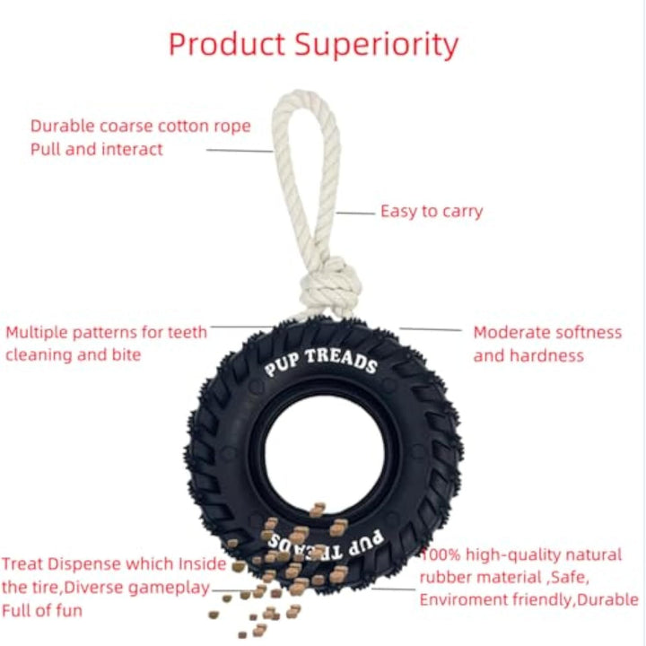 Thick Tire-inspired Durable Dog Chew Toy for Aggressive Chewers – Treat Dispenser