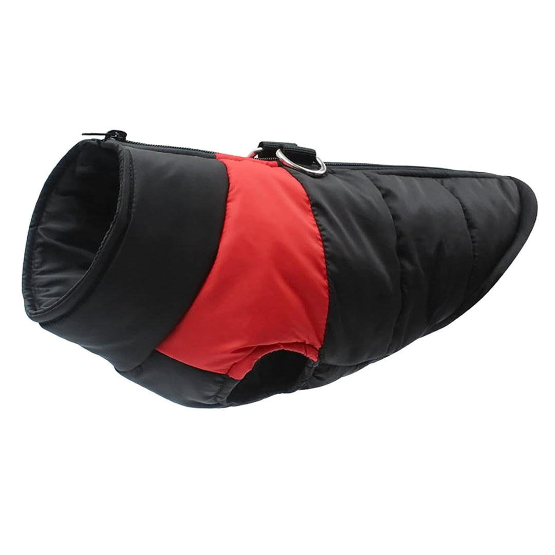 Black and red dog coat on a white background